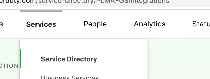 Screenshot of the Service Directory link in the menu