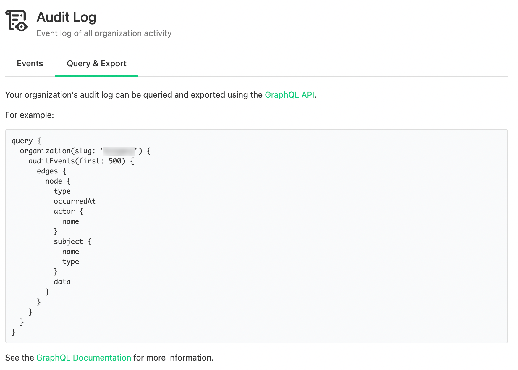 Query and export of Audit Log